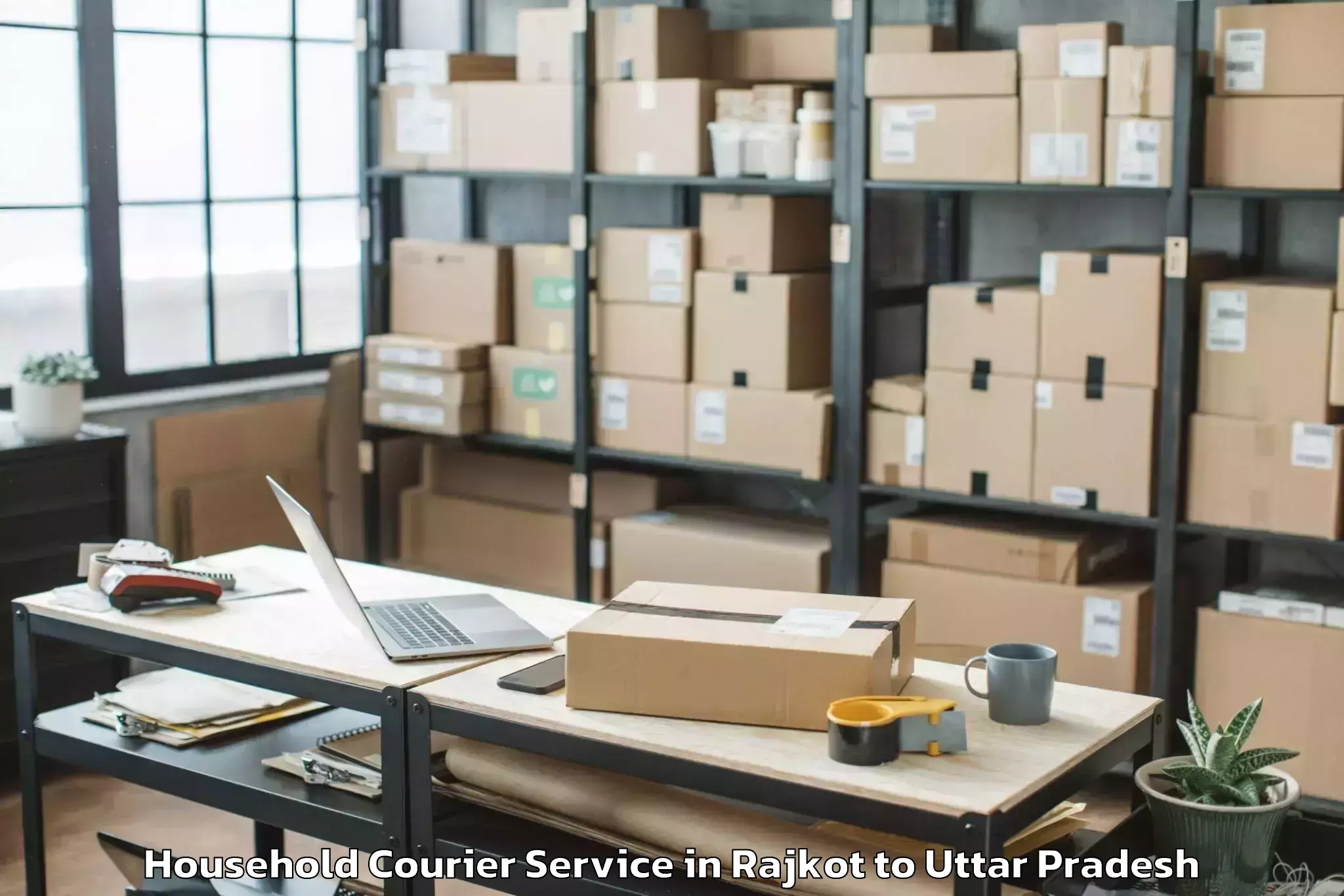 Hassle-Free Rajkot to Shravasti Household Courier